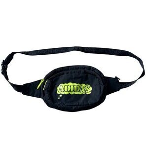 Adidas Fanny Pack Belt Bag Black W/ Lime Green Logo Zipper Pulls